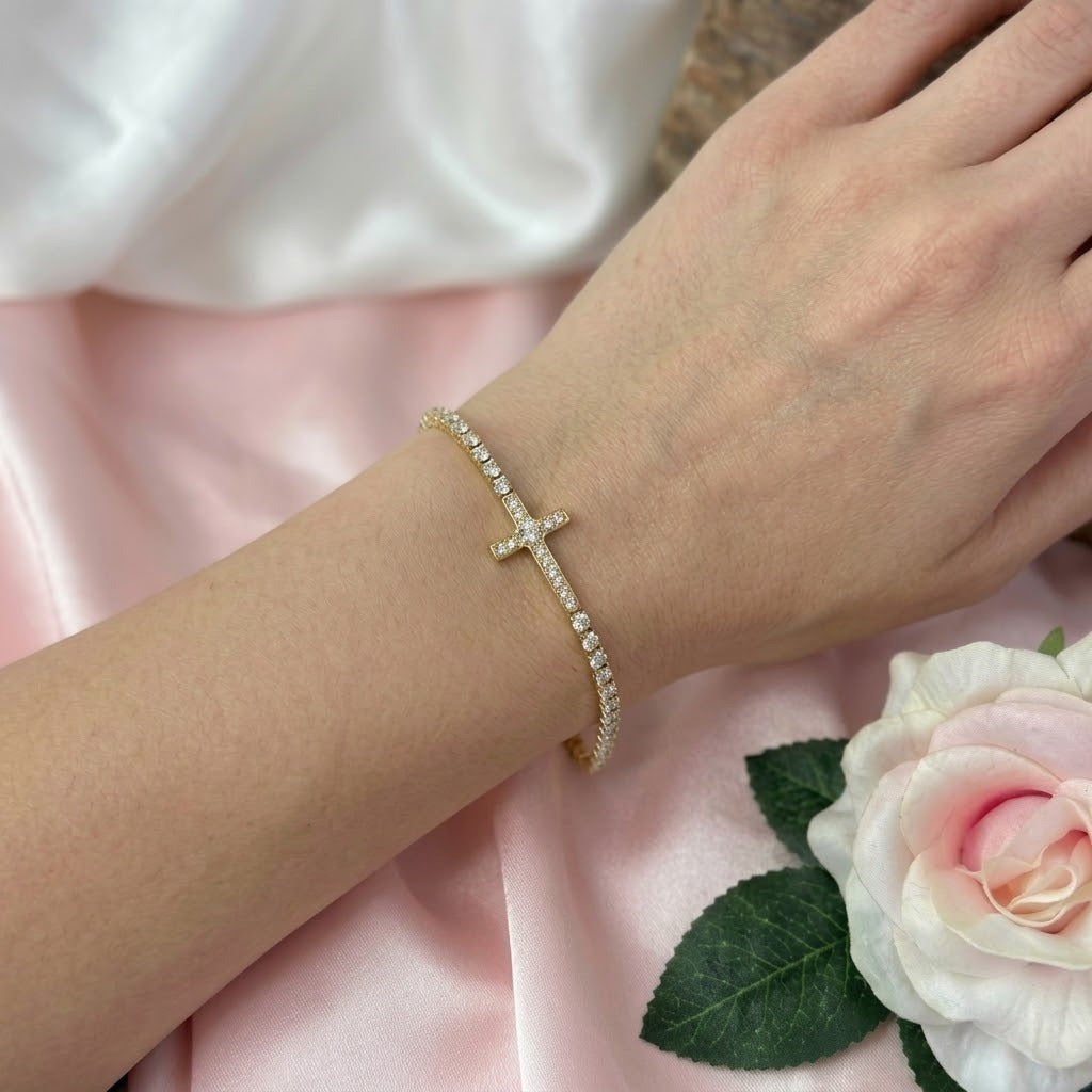 Pulsera Cruz & Brillos